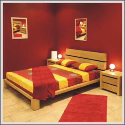 Ruang Tidur Warna Merah berpadu Kuning