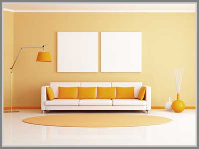 ruang keluarga warna oranye